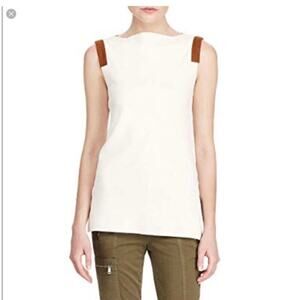Ralph Lauren Cream Top With Suede Patches Size L